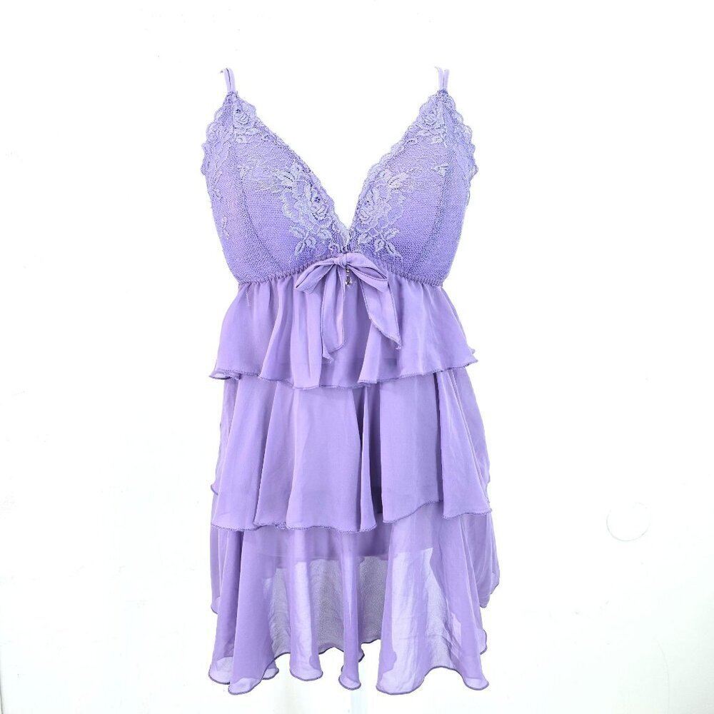 Vintage NWOT 90s Babydoll Lingerie Set Delicates Lavender Sheer Babydoll